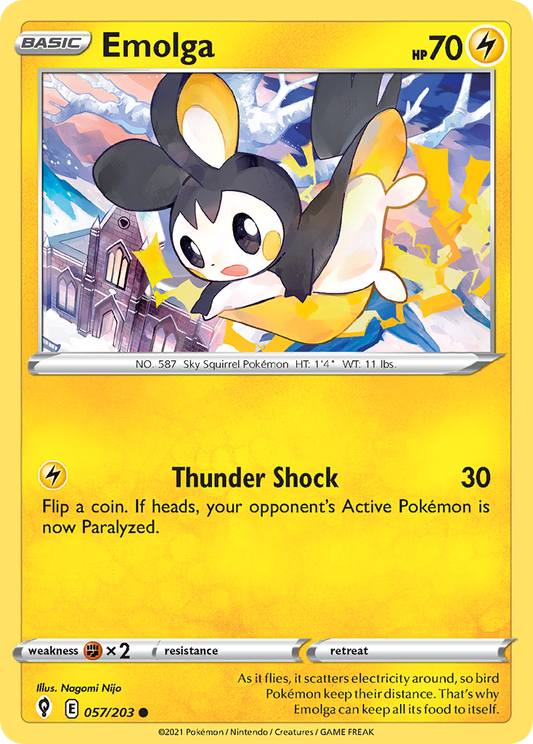 Emolga 057/203 Common Reverse Holo Evolving Skies NM/LP