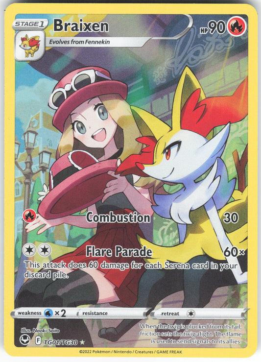 Braixen Ultra Rare SWSH12: Silver Tempest Trainer Gallery TG01/TG30 NM
