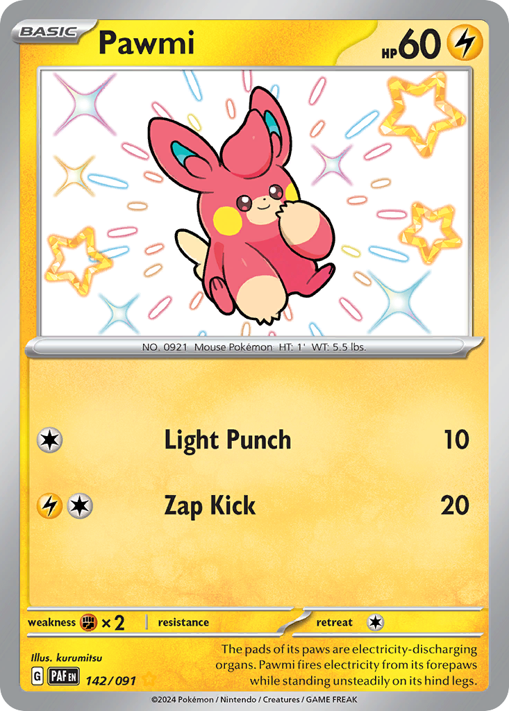 Pawmi 142/091 Shiny Rare Paldean Fates NM/M