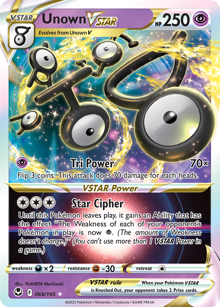 Unown VSTAR 066/195 VSTAR Rare Silver Tempest Holo NM/M