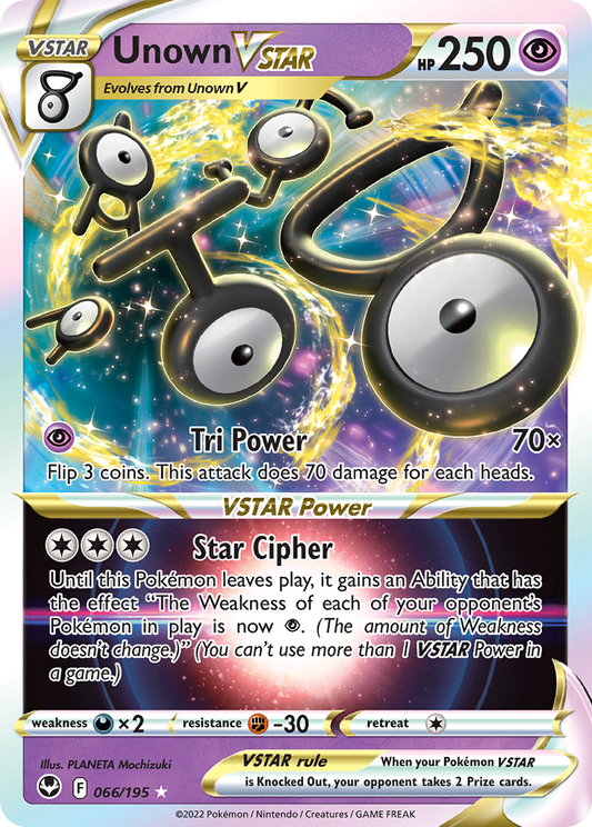 Unown VSTAR 066/195 VSTAR Rare Silver Tempest Holo NM/M