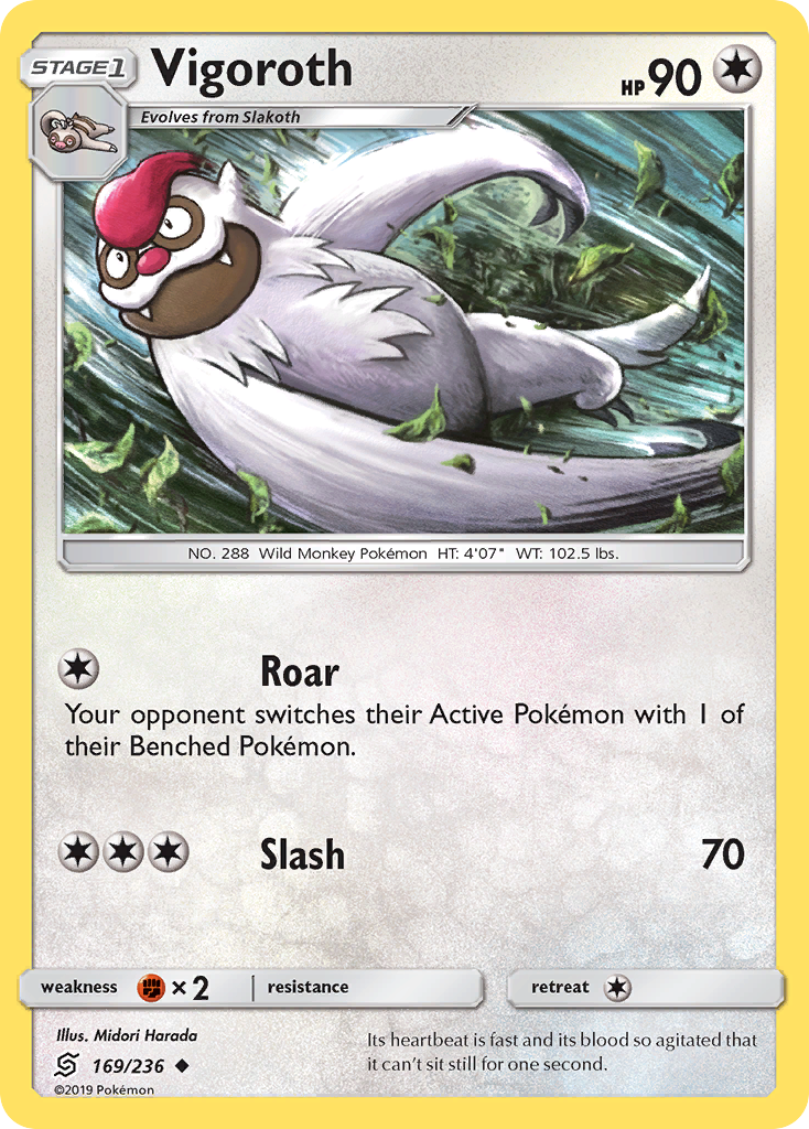 Vigoroth 169/236 Uncommon Reverse Holo Unified Minds NM/LP