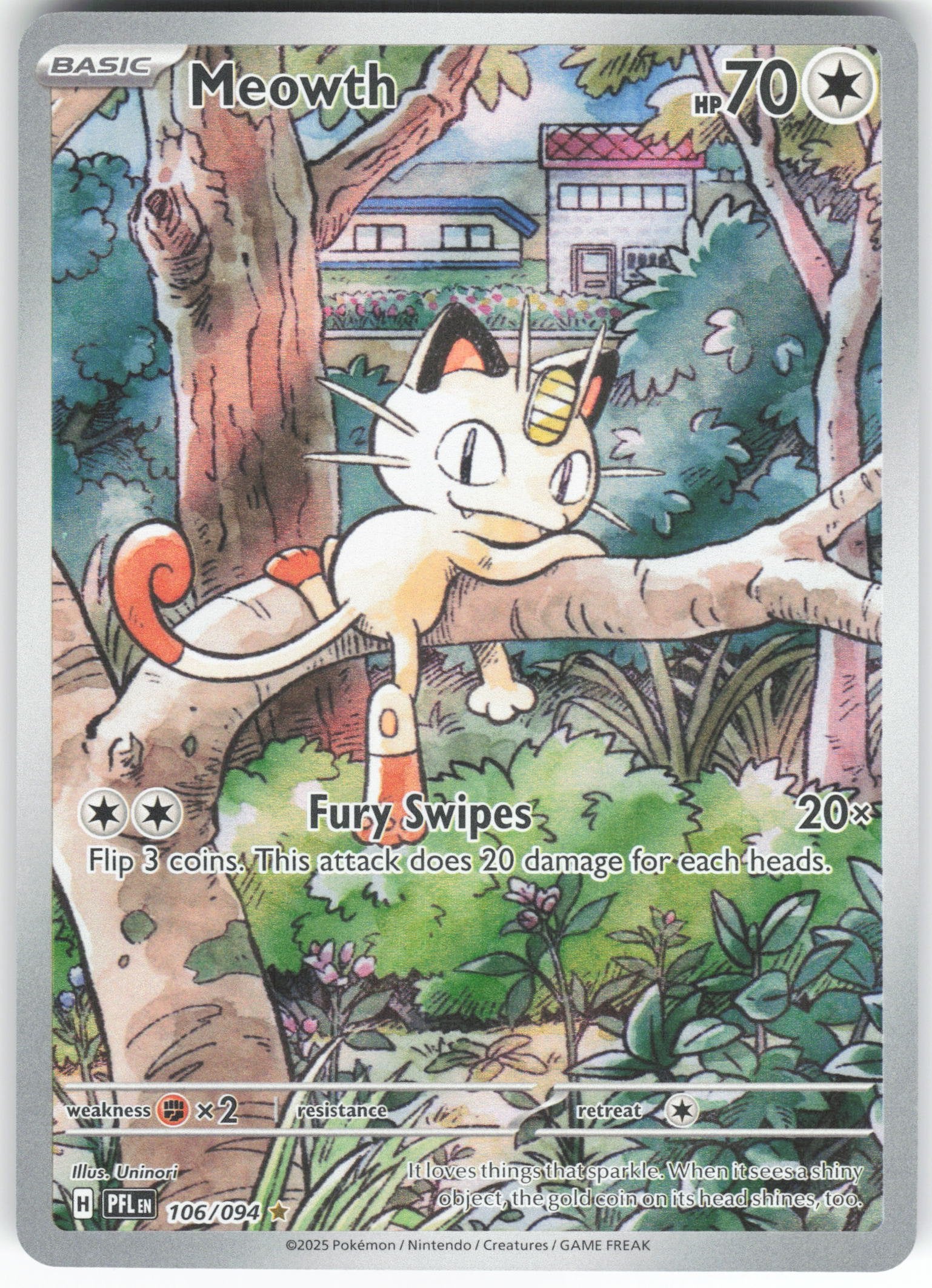 Meowth Illustration Rare ME02: Phantasmal Flames 106/094 NM