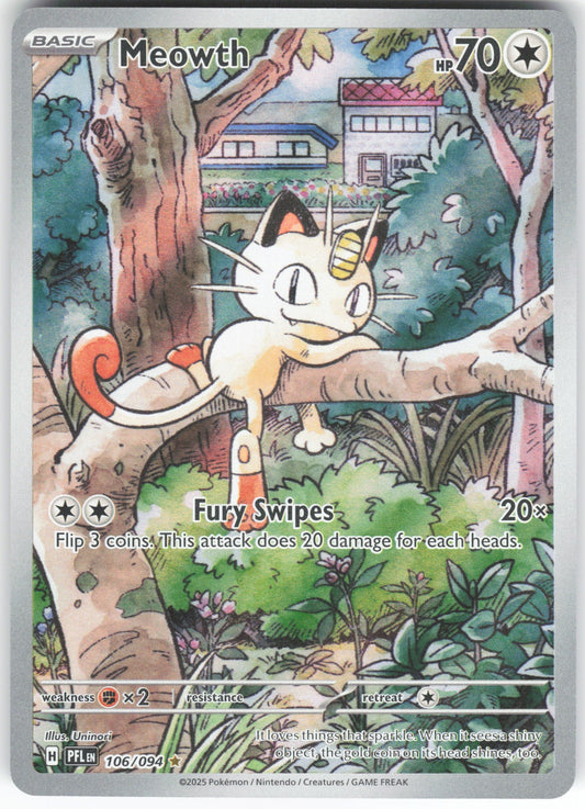 Meowth Illustration Rare ME02: Phantasmal Flames 106/094 NM