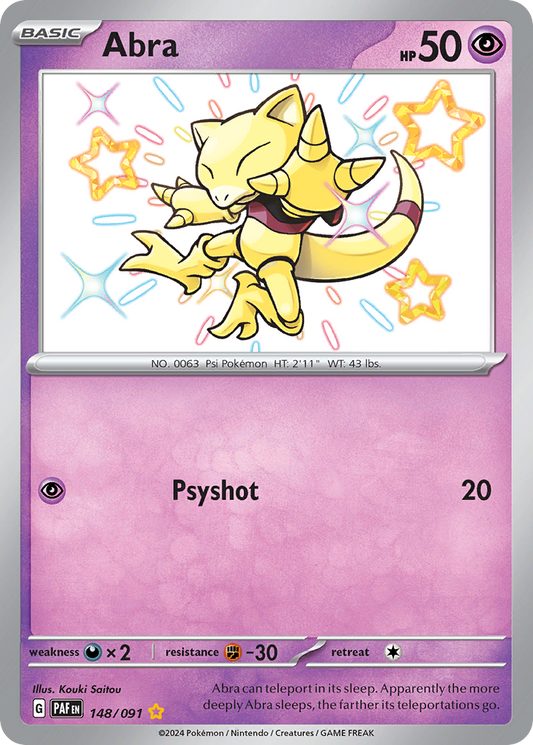 Abra 148/091 Shiny Rare Paldean Fates NM/M