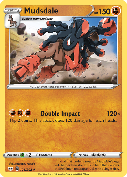 Mudsdale 106/202 Rare Reverse Holo Sword & Shield NM/LP
