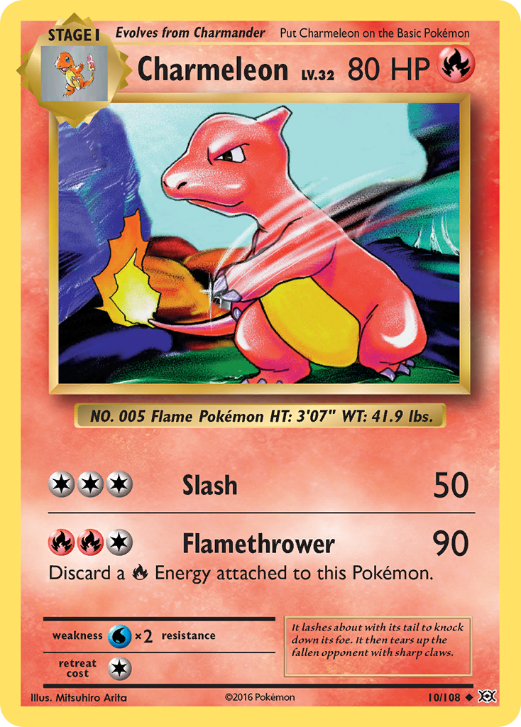 Charmeleon 10/108 Uncommon Reverse Holo Evolutions NM/LP