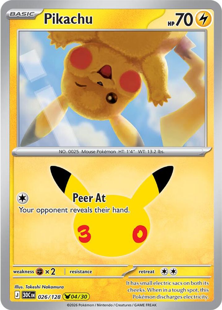 Pikachu 026/128 Pikachu Rare ME: 30th Celebration Holo NM/M