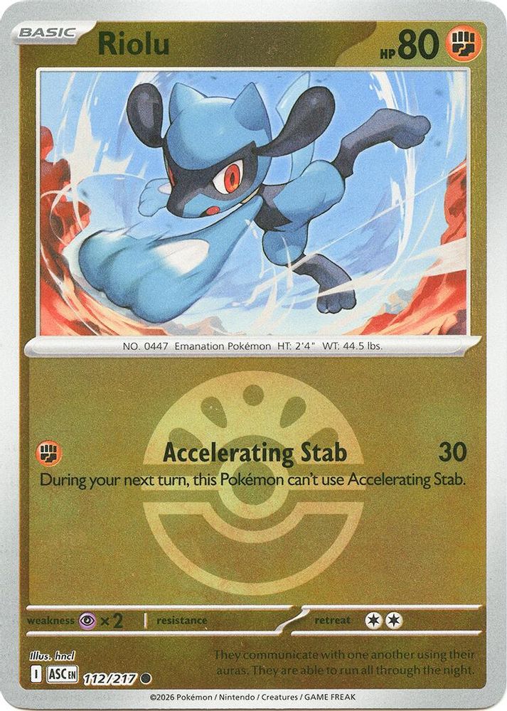Riolu (Friend Ball) 112/217 Common Reverse Holo Ascended Heroes NM/M