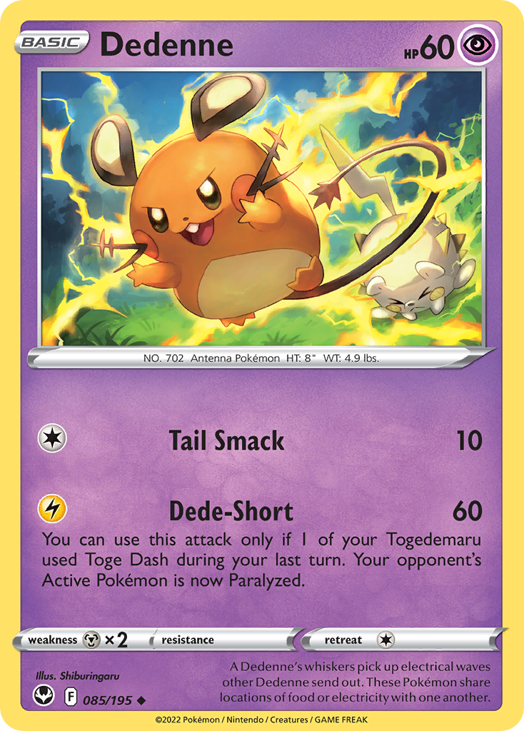 Dedenne 085/195 Uncommon Reverse Holo Silver Tempest NM/LP