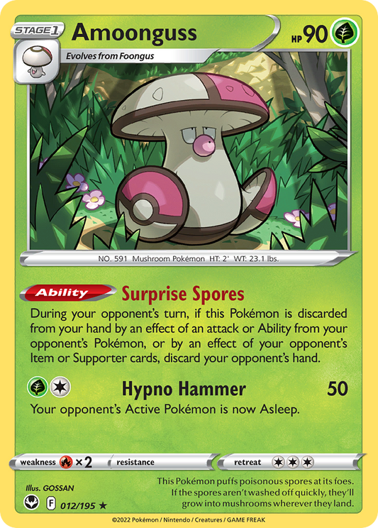 Amoonguss 012/195 Rare Reverse Holo Silver Tempest NM/LP