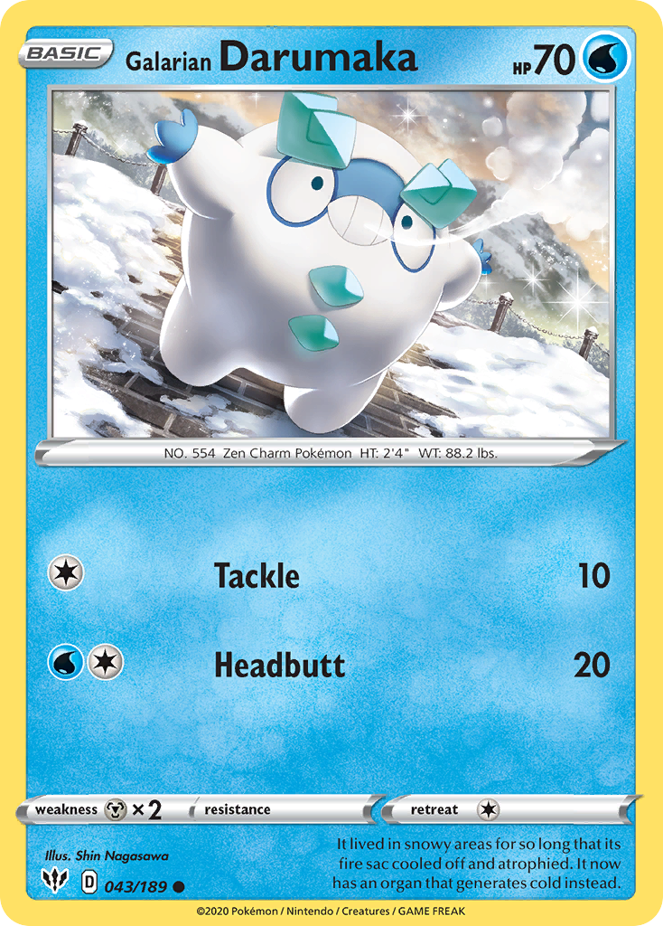 Galarian Darumaka 043/189 Common Reverse Holo Darkness Ablaze NM/LP