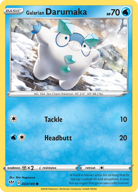Galarian Darumaka 043/189 Common Reverse Holo Darkness Ablaze NM/LP