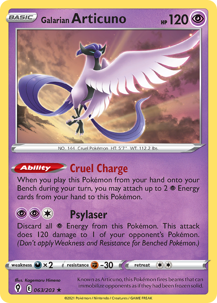 Galarian Articuno 063/203 Rare Reverse Holo Evolving Skies Holo NM/LP