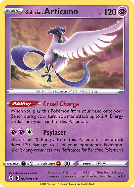 Galarian Articuno 063/203 Rare Reverse Holo Evolving Skies Holo NM/LP