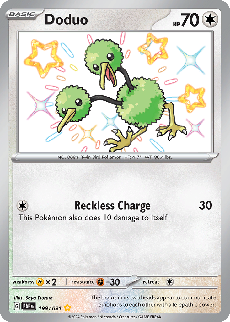 Doduo 199/091 Shiny Rare Paldean Fates NM/M