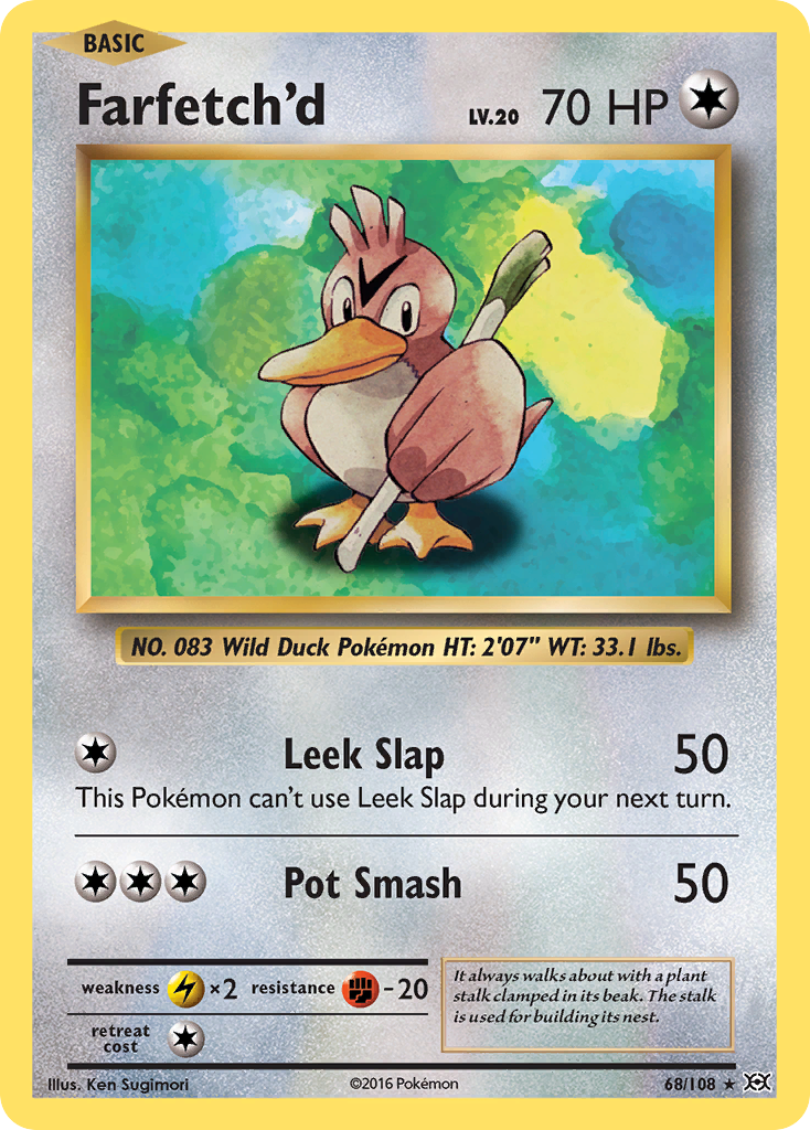 Farfetch'd 68/108 Rare Reverse Holo Evolutions NM/LP