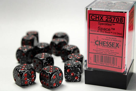 Chessex 16mm D6 Dice Block Speckled Space (12 Dice)
