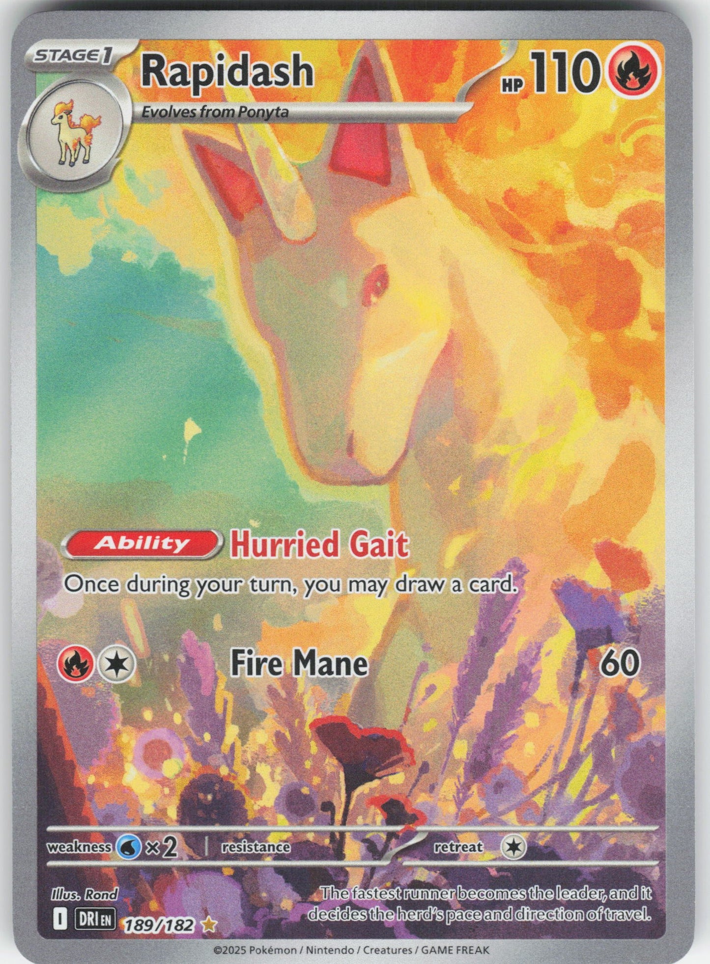 Rapidash - Illustration Rare SV10: Destined Rivals 189/182 NM