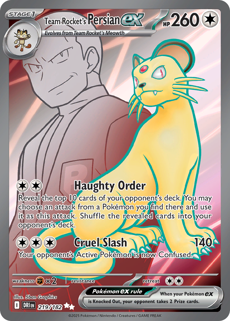 Team Rocket's Persian ex 219/182 Ultra Rare Destined Rivals NM/M