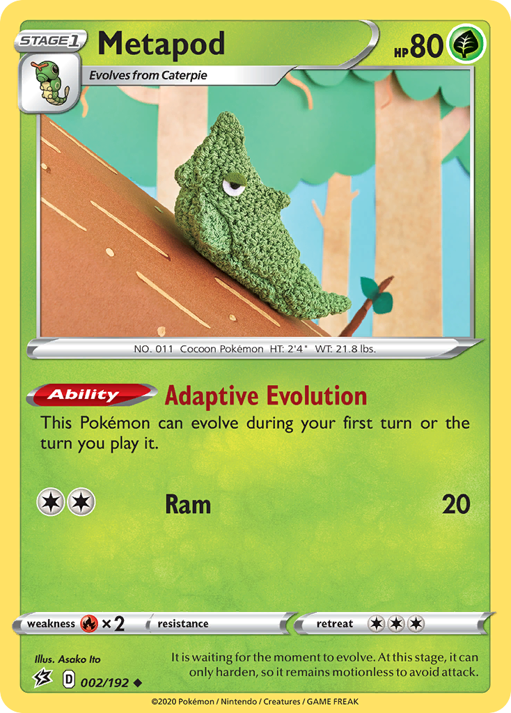 Metapod 002/192 Uncommon Reverse Holo Rebel Clash NM/LP