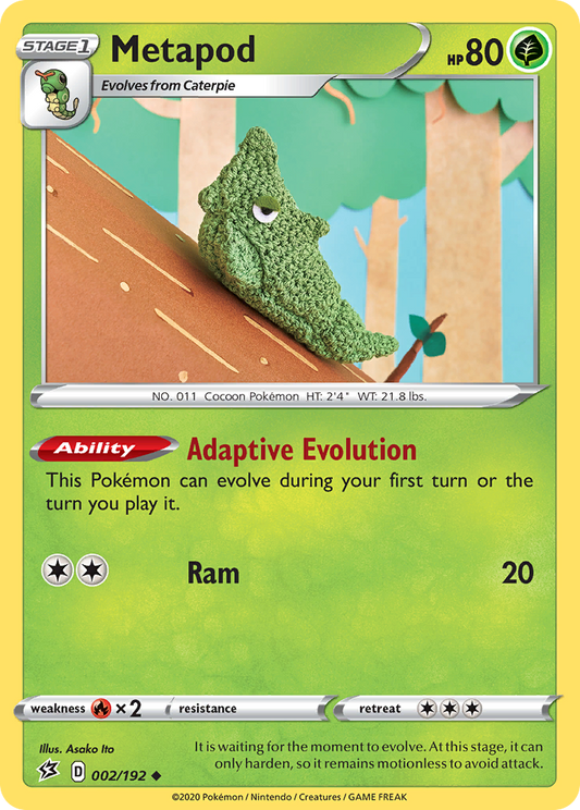 Metapod 002/192 Uncommon Reverse Holo Rebel Clash NM/LP