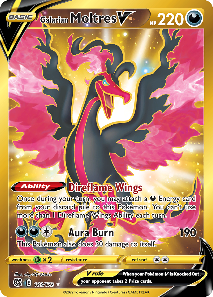 Galarian Moltres V 183/172 Secret Rare Brilliant Stars NM/M