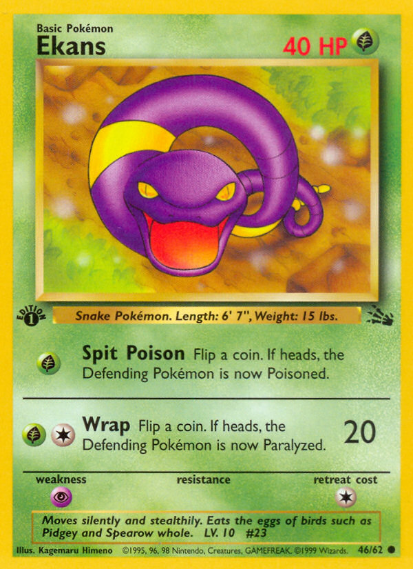 Ekans 46/62 Common Fossil Unlimited NM/M