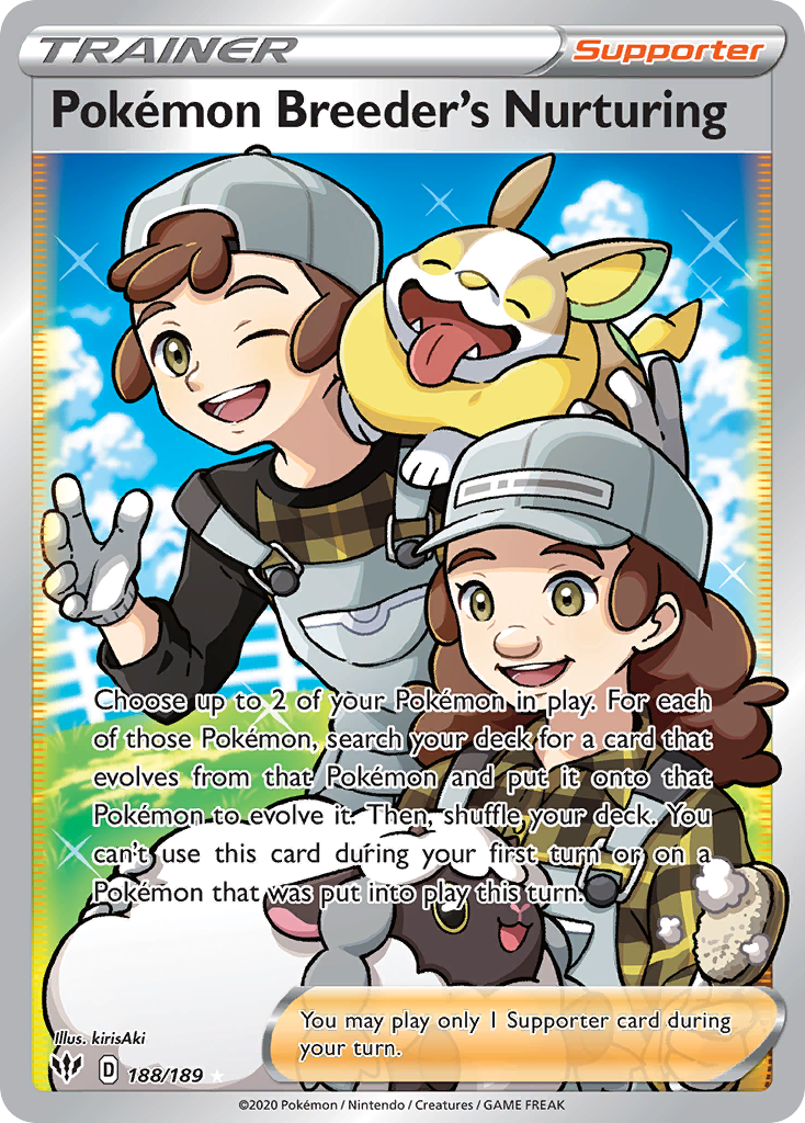 Pokemon Breeder's Nurturing 188/189 Ultra Rare Darkness Ablaze NM/M