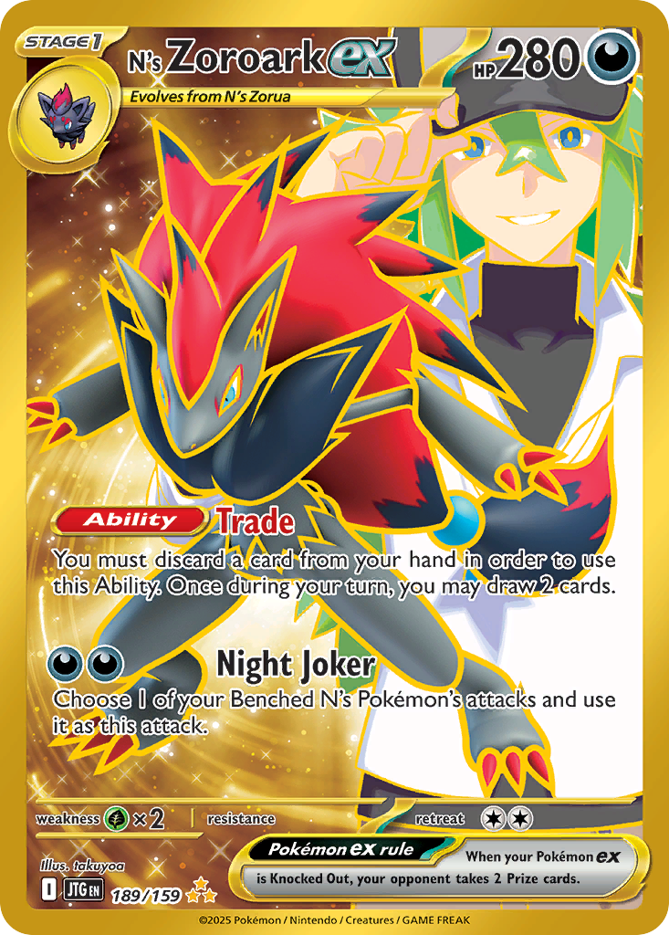 N's Zoroark ex 189/159 Hyper Rare Journey Together NM/M