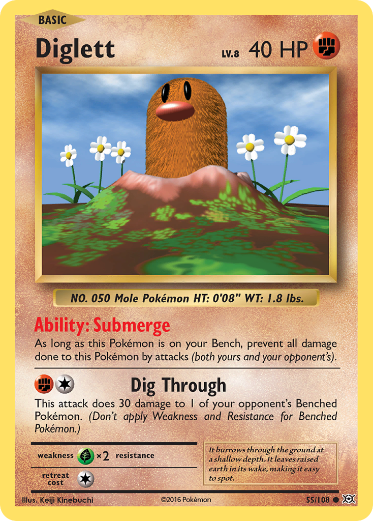Diglett 55/108 Common Reverse Holo Evolutions NM/LP