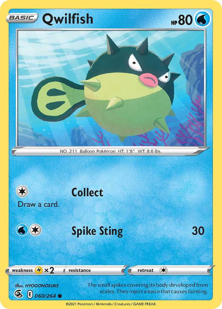 Qwilfish 060/264 Common Reverse Holo Fusion Strike NM/LP