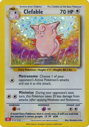 Clefable 014/034 Classic Collection Trading Card Game Classic Holo NM/M