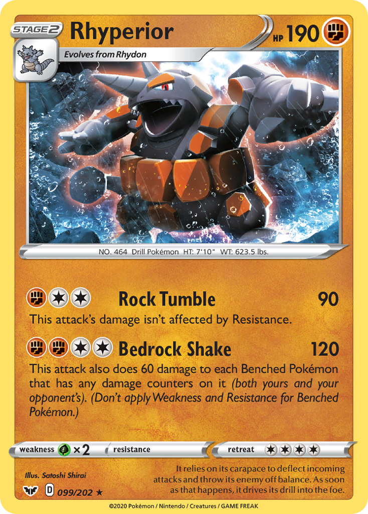 Rhyperior 099/202 Rare Sword & Shield Holo NM/LP