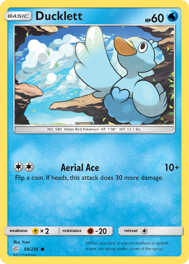 Ducklett 59/236 Common Reverse Holo Cosmic Eclipse NM/M