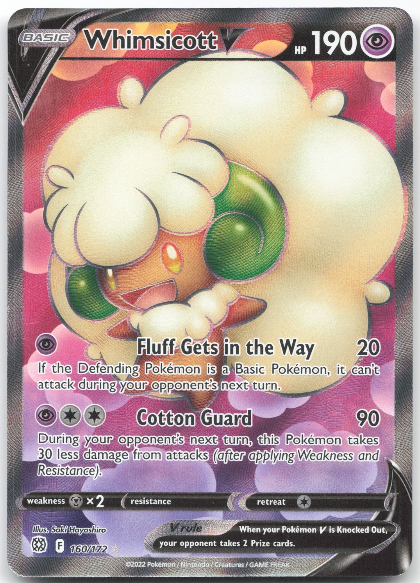 Whimsicott V (Full Art) Ultra Rare SWSH09: Brilliant Stars 160/172 NM