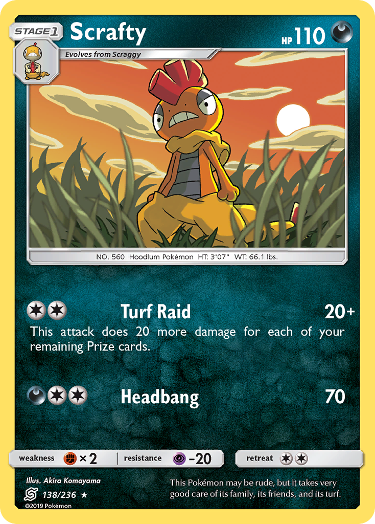 Scrafty 138/236 Rare Reverse Holo Unified Minds NM/LP