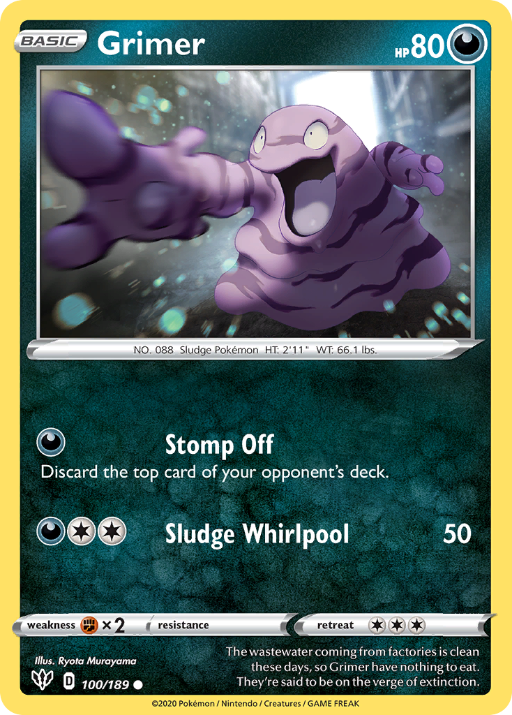 Grimer 100/189 Common Reverse Holo Darkness Ablaze NM/LP