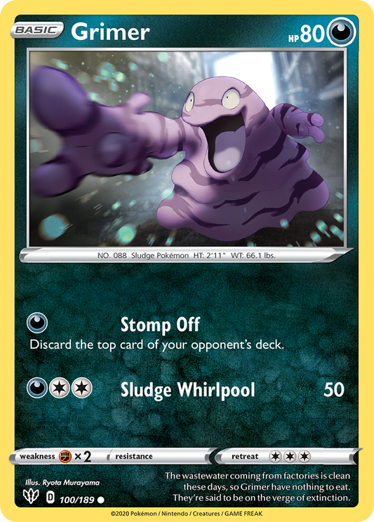 Grimer 100/189 Common Reverse Holo Darkness Ablaze NM/LP