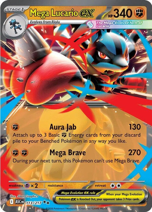 Mega Lucario ex 113/217 Double Rare Ascended Heroes NM/M