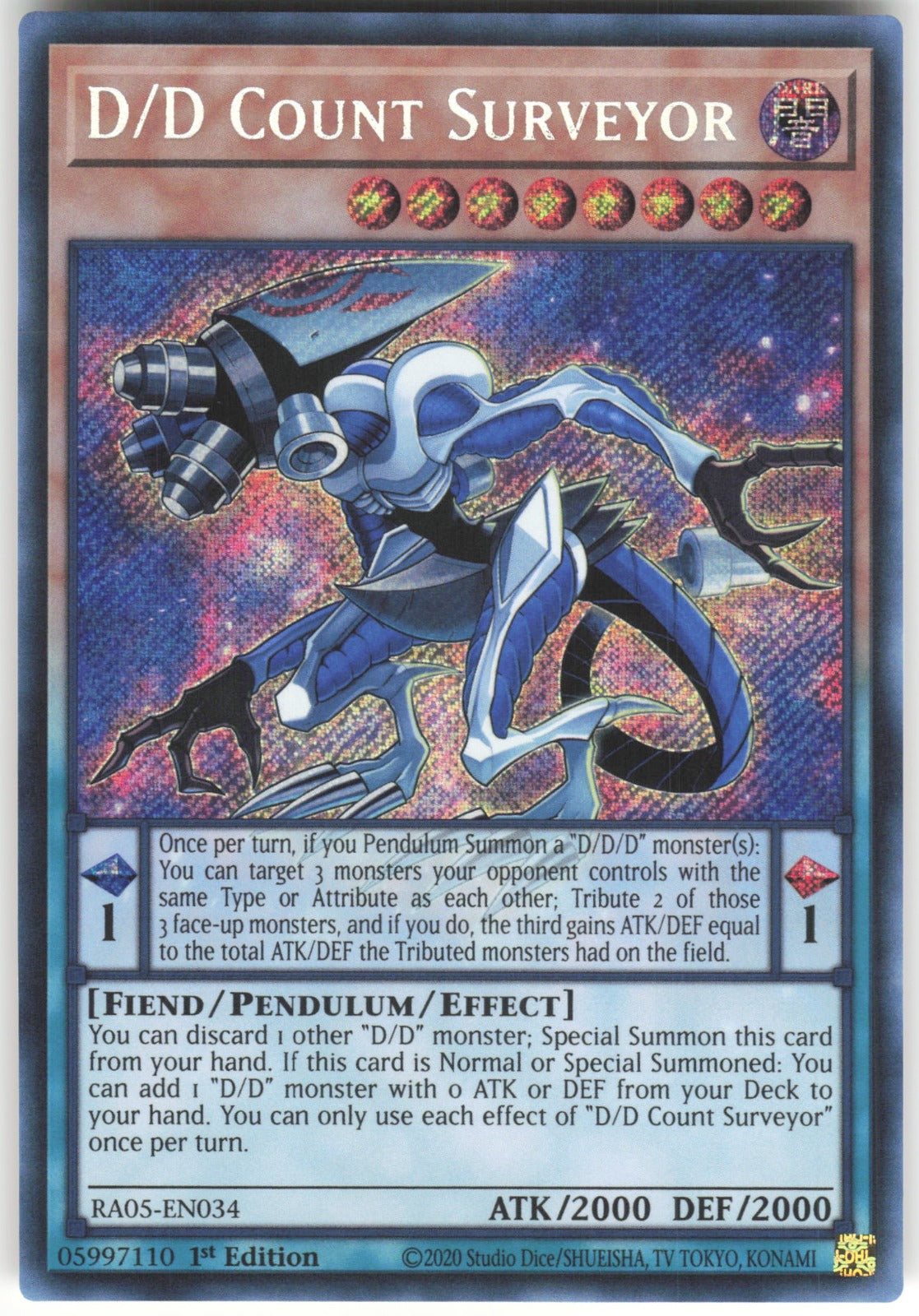 D/D Count Surveyor (Secret Rare) Secret Rare Rarity Collection 5 RA05-EN034 NM