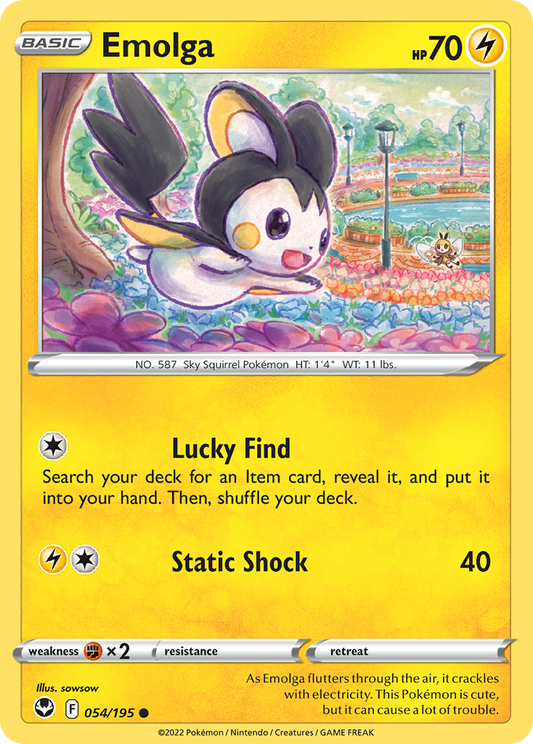 Emolga 054/195 Common Reverse Holo Silver Tempest NM/LP