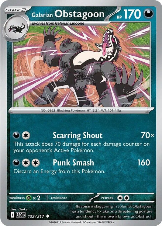 Galarian Obstagoon 132/217 Uncommon Ascended Heroes NM/M