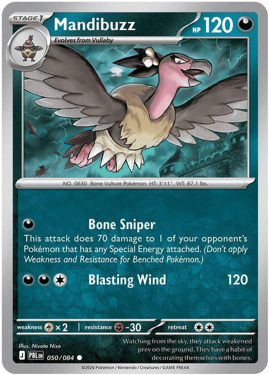 Mandibuzz 050/084 Common Reverse Holo Pitch Black NM/M
