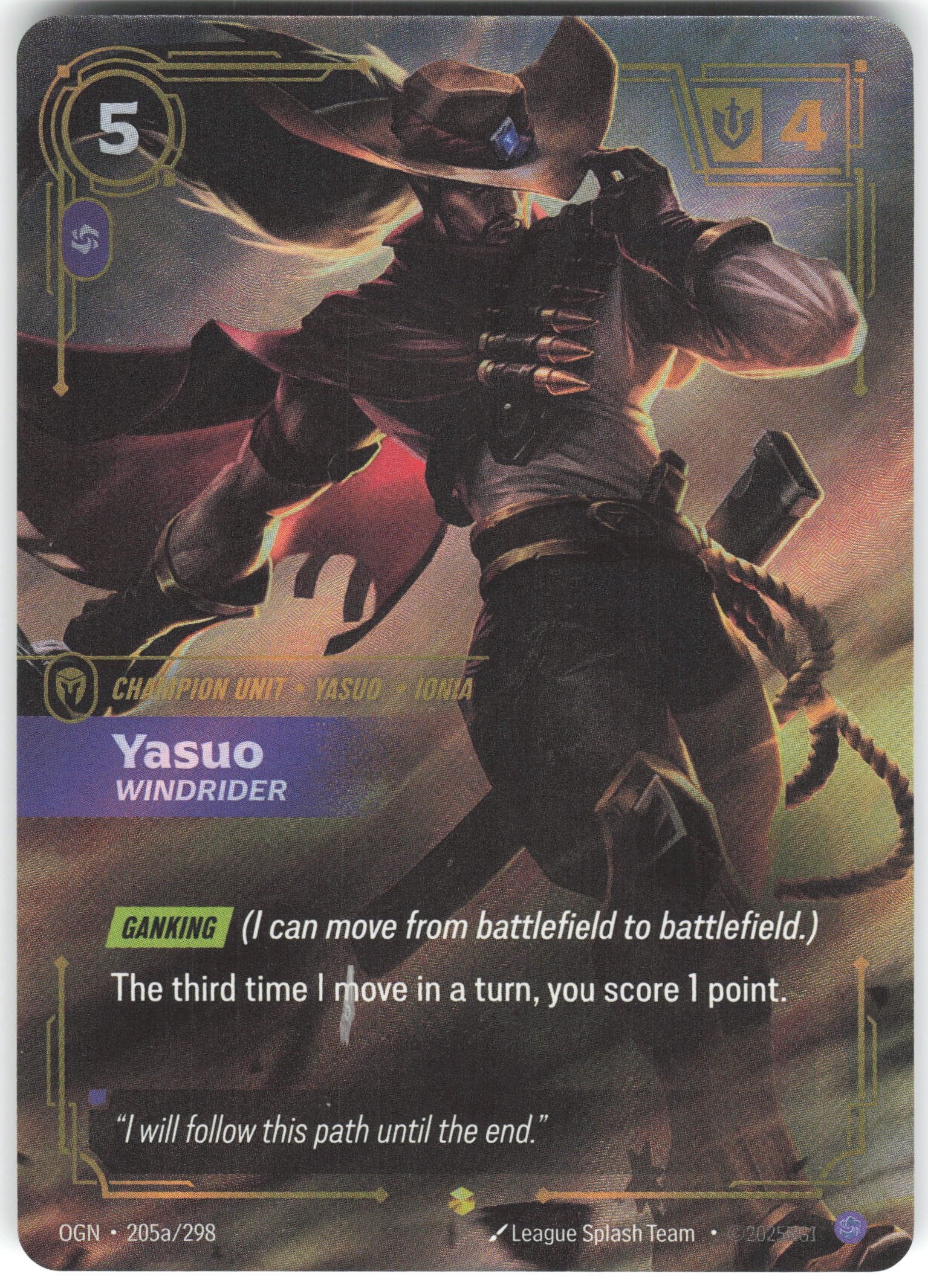 Yasuo - Windrider (Alternate Art) Showcase Origins 205a/298 NM