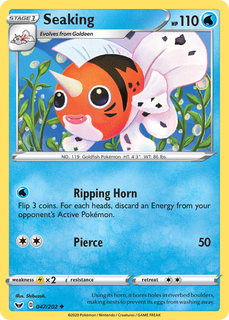 Seaking 047/202 Uncommon Reverse Holo Sword & Shield NM/LP