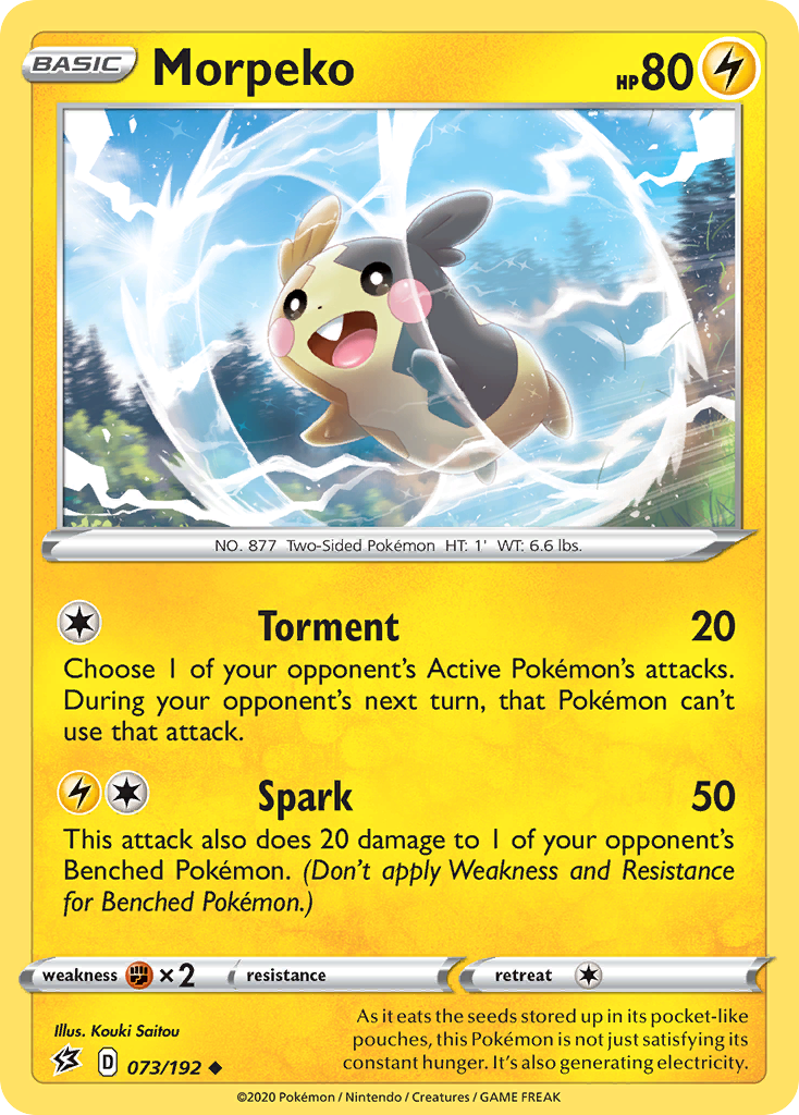 Morpeko 073/192 Uncommon Reverse Holo Rebel Clash NM/LP