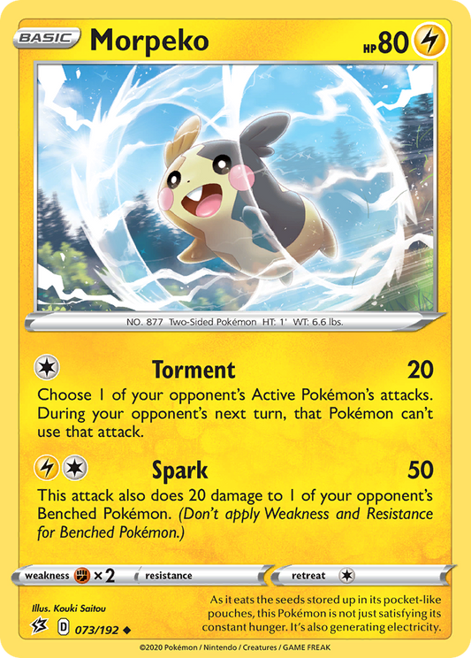 Morpeko 073/192 Uncommon Reverse Holo Rebel Clash NM/LP