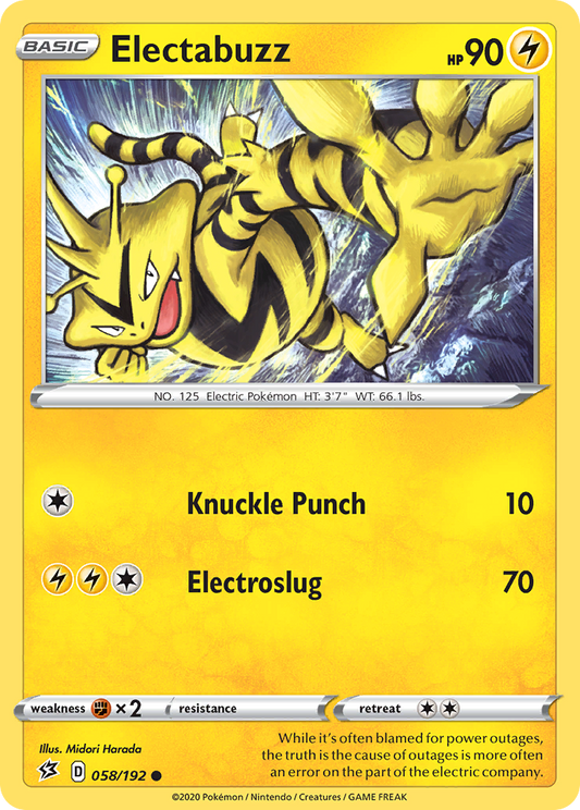 Electabuzz 058/192 Common Reverse Holo Rebel Clash NM/LP