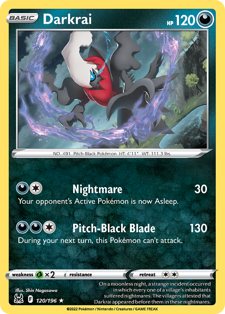 Darkrai 120/196 Rare Reverse Holo Lost Origin NM/LP